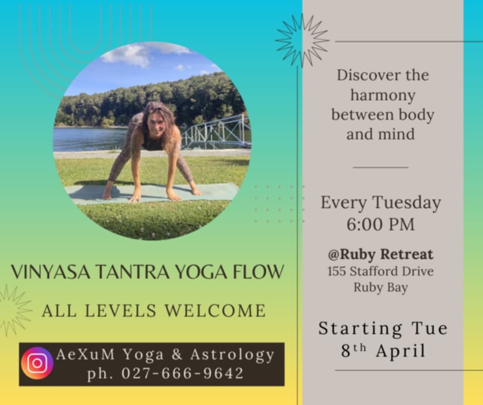 Vinyasa Tantra Yoga Class in Ruby Bay with Angie | Tuesdays at 6 pm